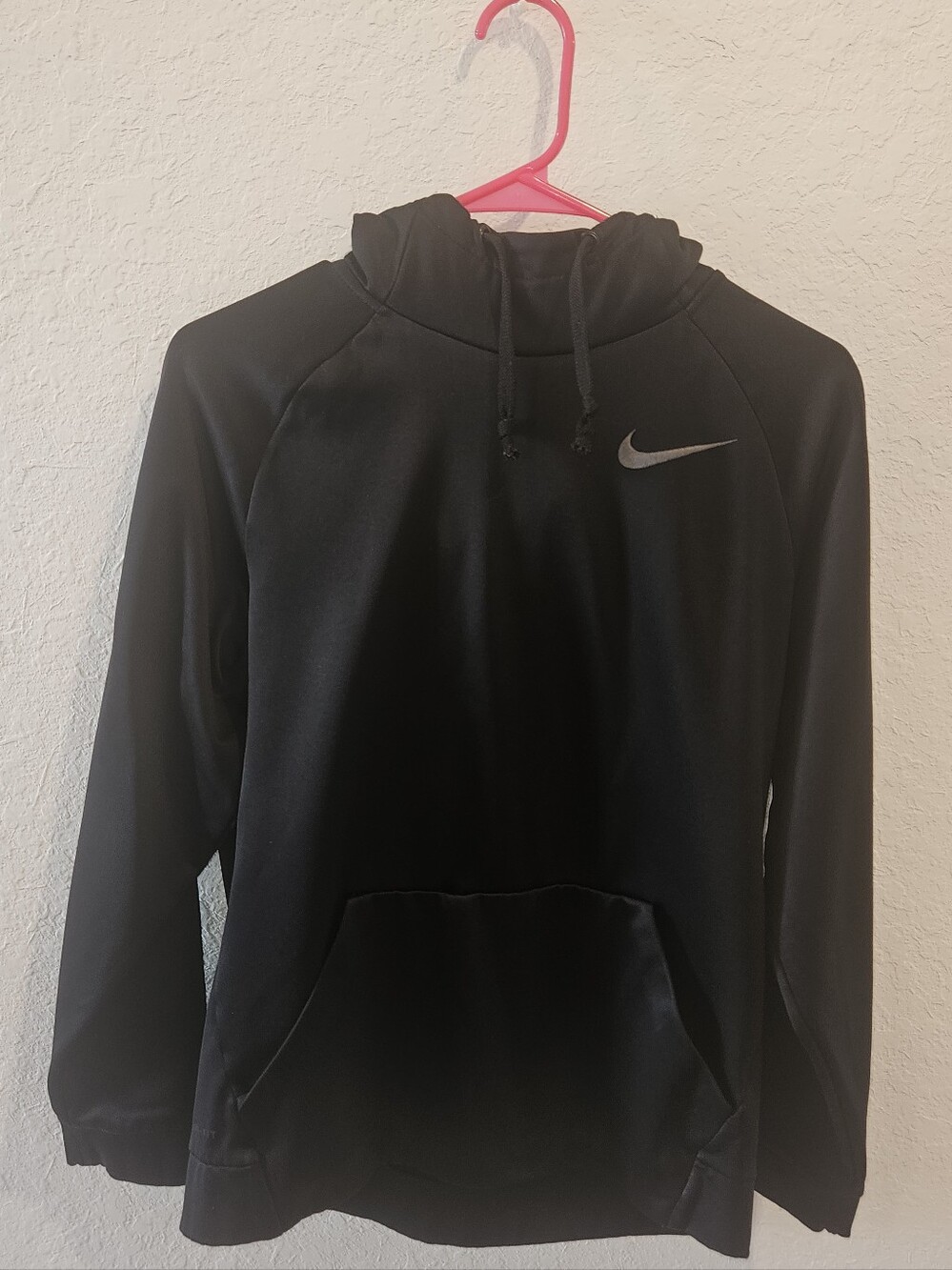 Nike Dri Fit Black Pullover Hoodie with Silver Swoosh